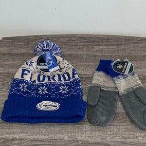 TOP OF THE WORLD FLORIDA GATORS KNIT FAIR ISLE BEANIE & MITTENS NWT